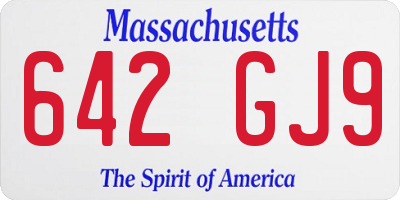 MA license plate 642GJ9