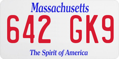 MA license plate 642GK9