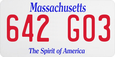 MA license plate 642GO3