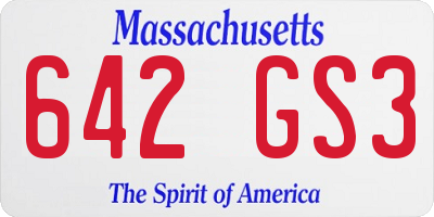 MA license plate 642GS3