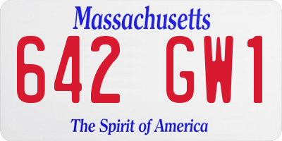 MA license plate 642GW1