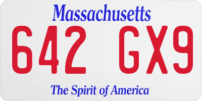 MA license plate 642GX9