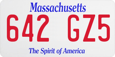 MA license plate 642GZ5