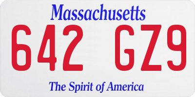 MA license plate 642GZ9