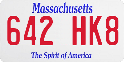 MA license plate 642HK8