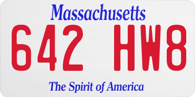 MA license plate 642HW8