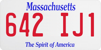 MA license plate 642IJ1