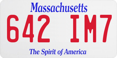MA license plate 642IM7