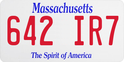 MA license plate 642IR7
