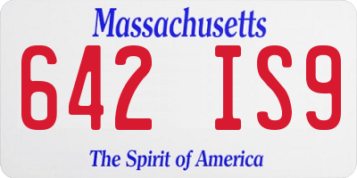 MA license plate 642IS9