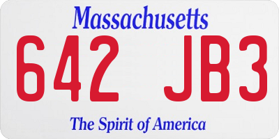 MA license plate 642JB3