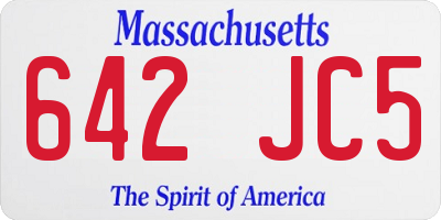 MA license plate 642JC5