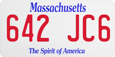 MA license plate 642JC6