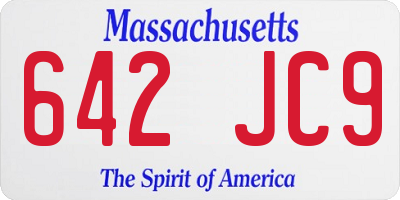 MA license plate 642JC9