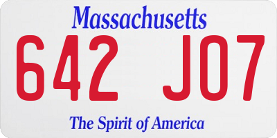 MA license plate 642JO7