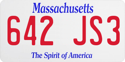 MA license plate 642JS3