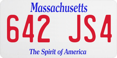 MA license plate 642JS4