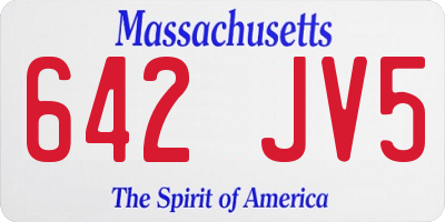 MA license plate 642JV5