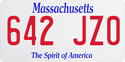 MA license plate 642JZ0