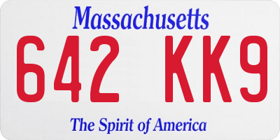 MA license plate 642KK9