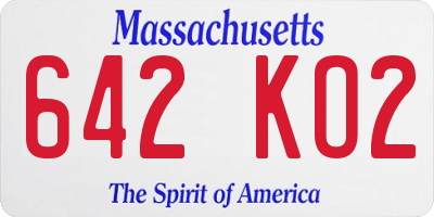 MA license plate 642KO2