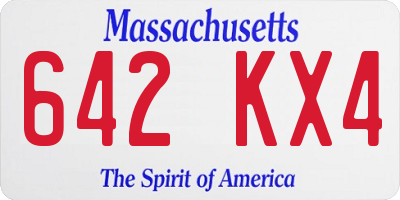 MA license plate 642KX4