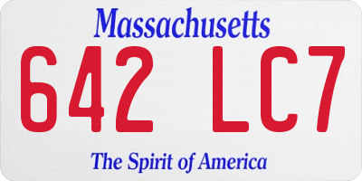 MA license plate 642LC7