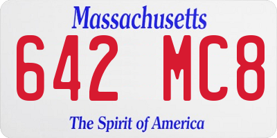MA license plate 642MC8