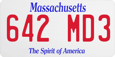 MA license plate 642MD3