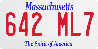 MA license plate 642ML7