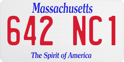 MA license plate 642NC1