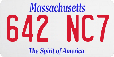 MA license plate 642NC7