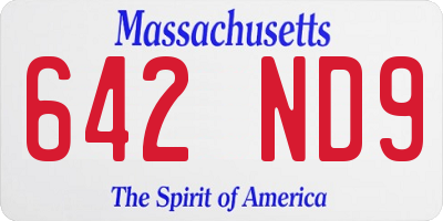 MA license plate 642ND9