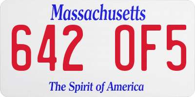 MA license plate 642OF5