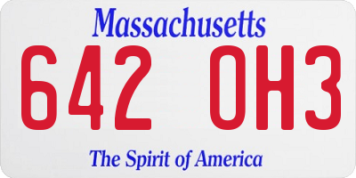 MA license plate 642OH3