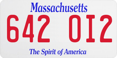 MA license plate 642OI2