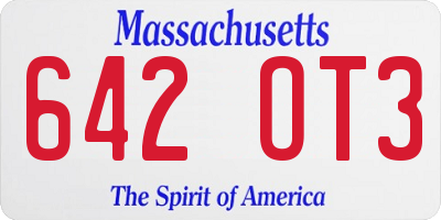 MA license plate 642OT3