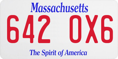 MA license plate 642OX6
