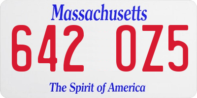 MA license plate 642OZ5