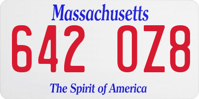 MA license plate 642OZ8