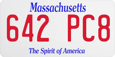MA license plate 642PC8