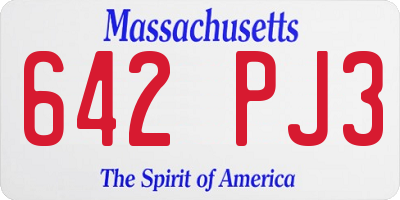 MA license plate 642PJ3