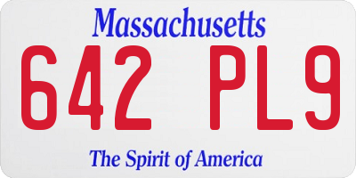 MA license plate 642PL9