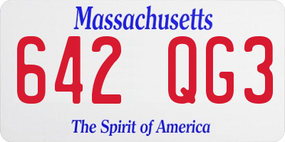 MA license plate 642QG3
