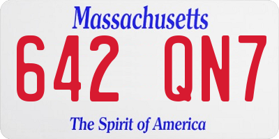 MA license plate 642QN7
