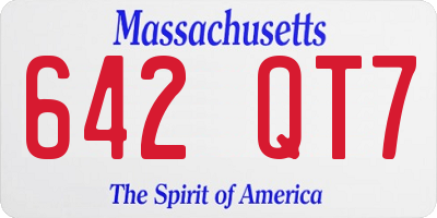 MA license plate 642QT7