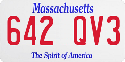 MA license plate 642QV3