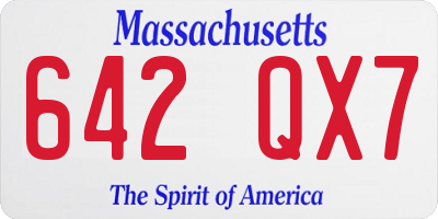 MA license plate 642QX7