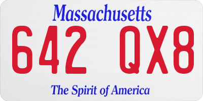 MA license plate 642QX8