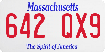MA license plate 642QX9